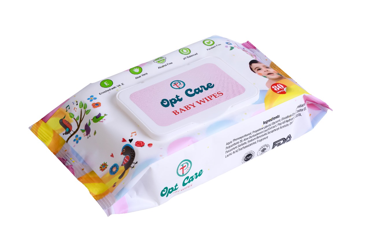 OptCare Baby Wipes – Pack of 1 ( Each Pack contains 80 pieces ) xtra Thick & Moist Wet Wipes for Baby’s | Prevents Rashes & Redness with Goodness of Aloe Vera, Vitamin E & Paraben Free - Image 3