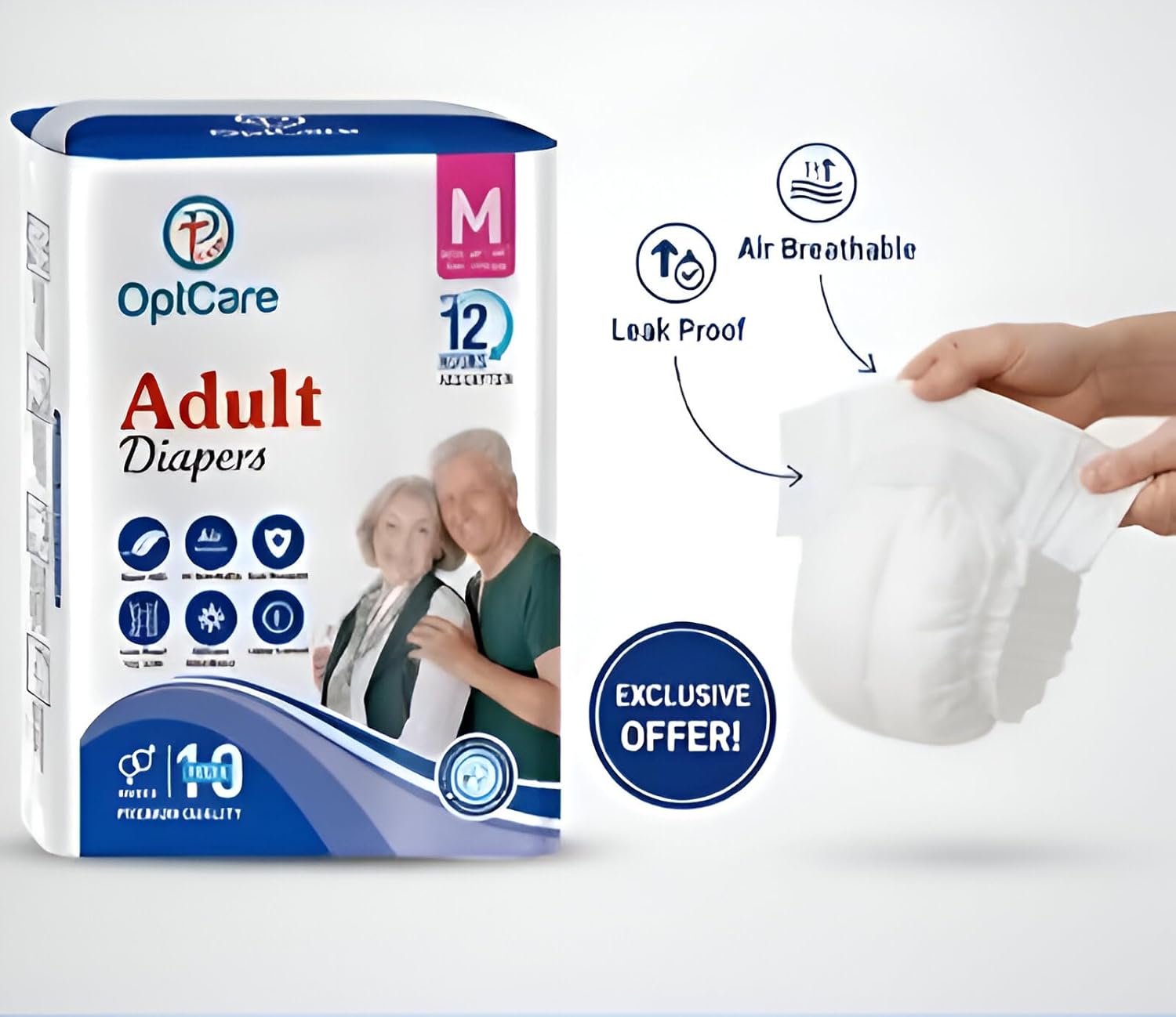 OptCare Premium Adult Diaper 10’s Pack - Size M - Image 5